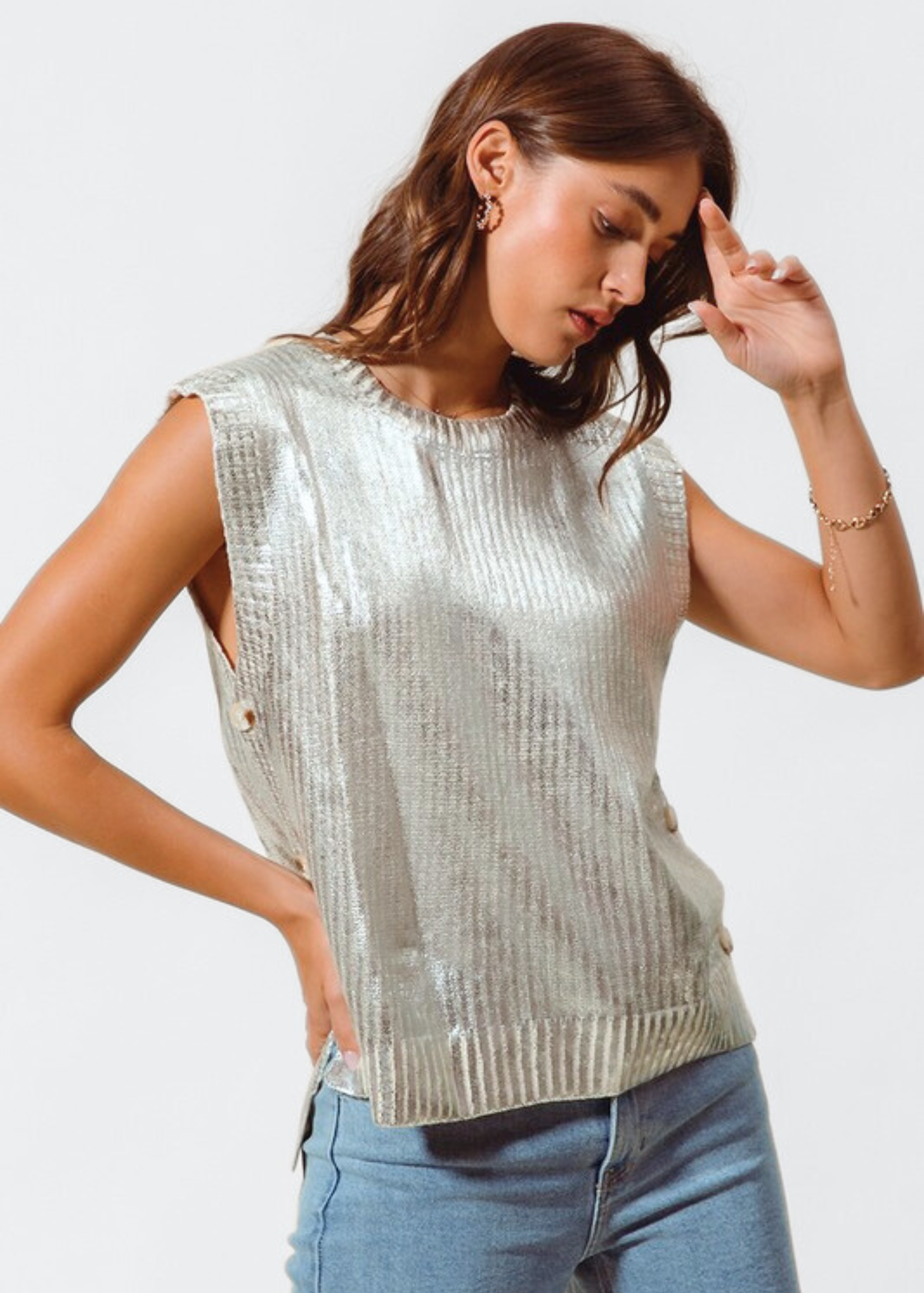 FREYA METALLIC SWEATER VEST