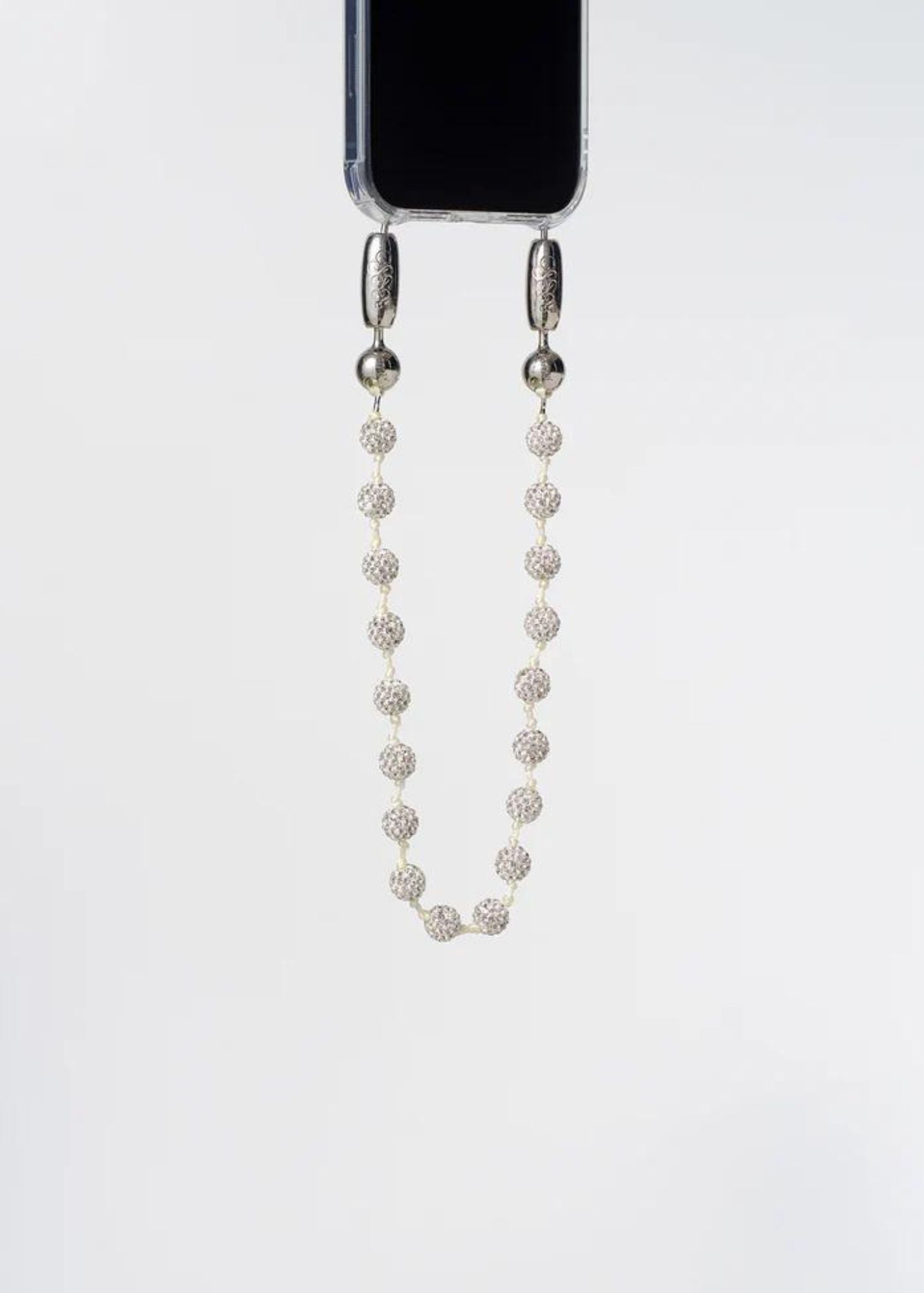 OSSA NEW YORK PAVE DISCO BALL WRISTLET PHONE CHAIN