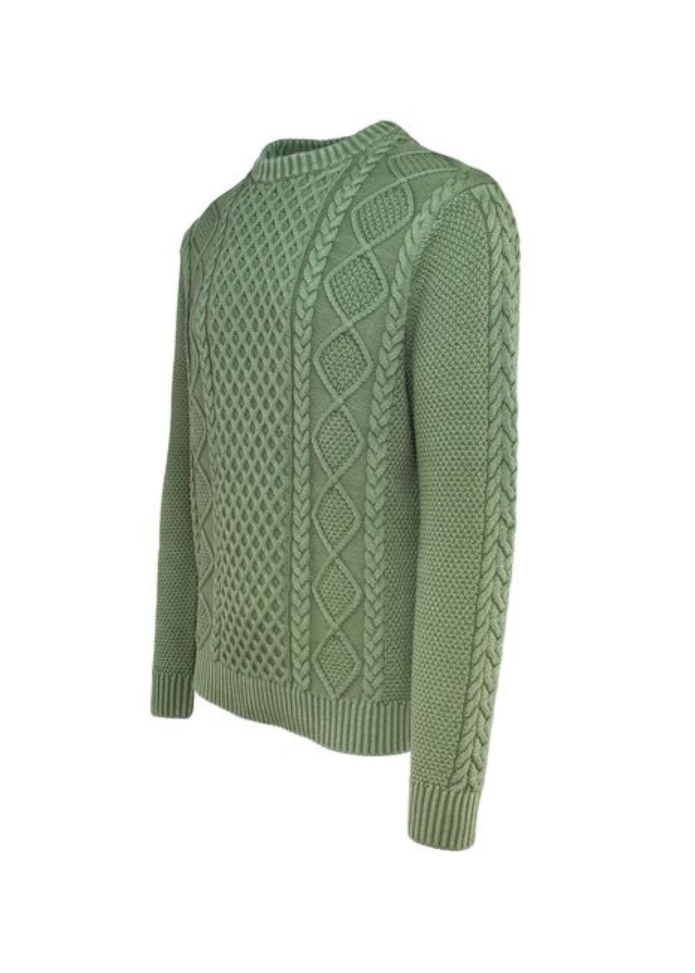 SCHOTT STONE WASHED CABLE KNIT PULLOVER