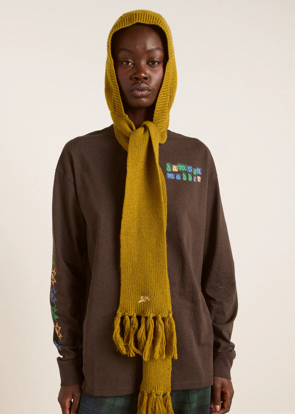 DAMSON MADDER TASSEL HOODED SCARF