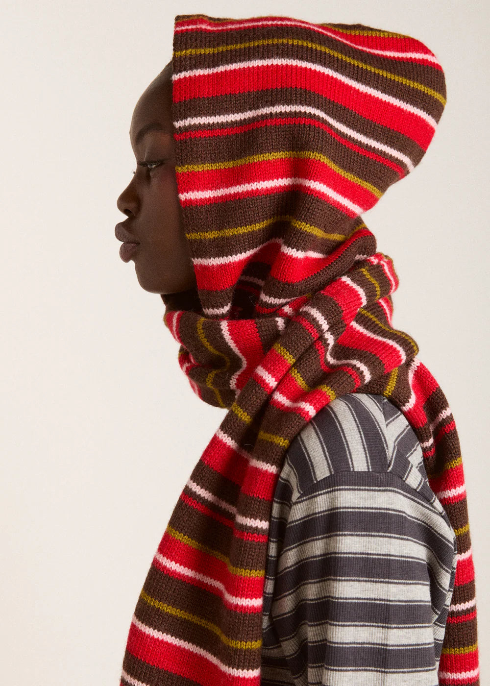 DAMSON MADDER STRIPED HOODED SCARF