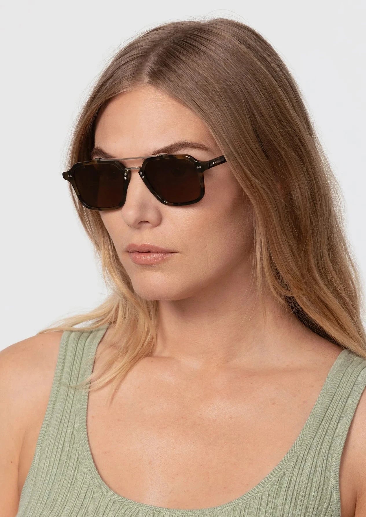 KREWE COLTON TORTUGA SILVER SUNGLASSES