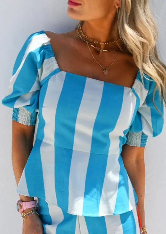 NEVER FULLY DRESSED LEYLA STRIPED BLOUSE