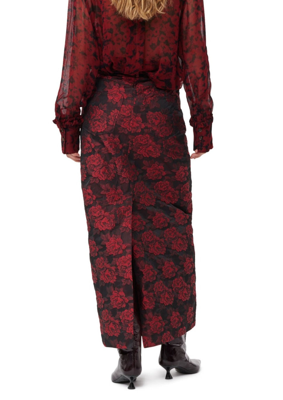 GANNI BOTANICAL JACQUARD LONG SKIRT