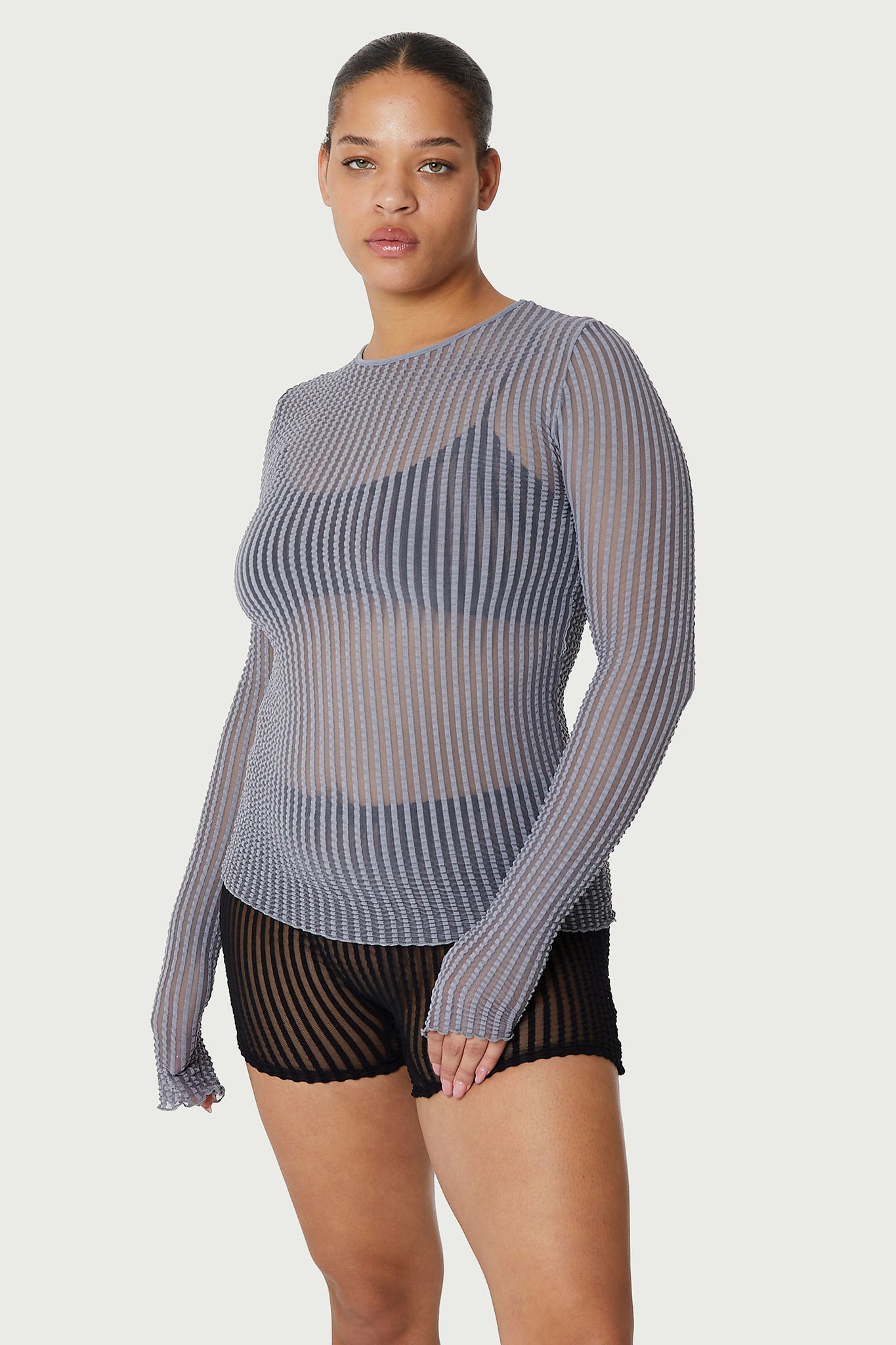 ADDISON STRIPE MESH TOP