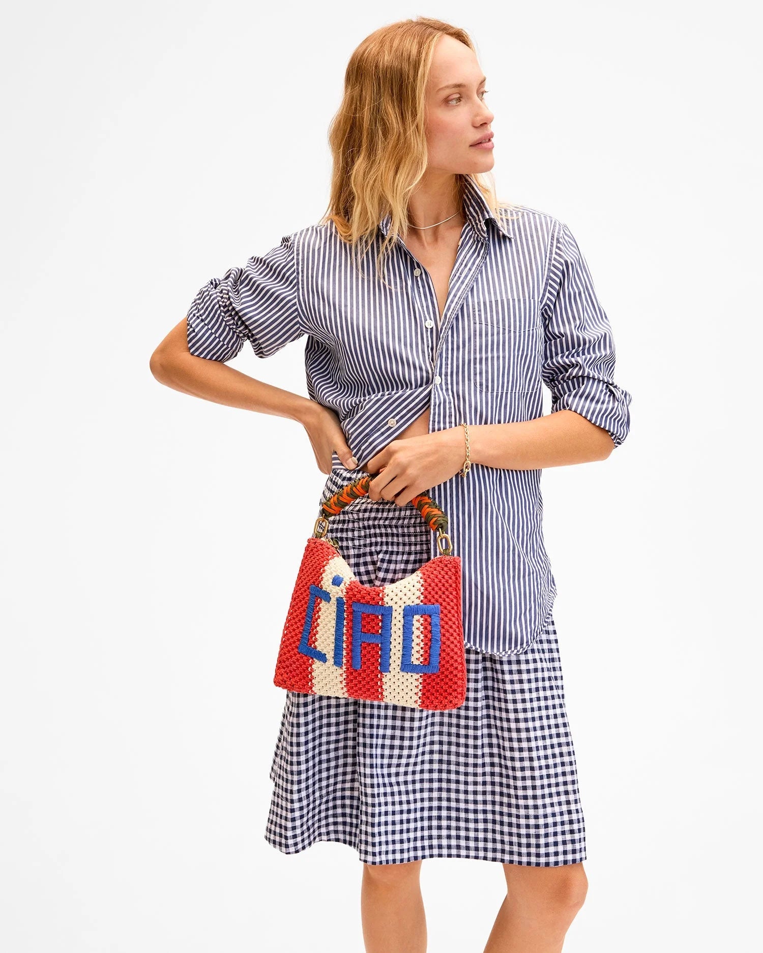 CLARE V. FLAT CROCHET CIAO CLUTCH WITH TABS