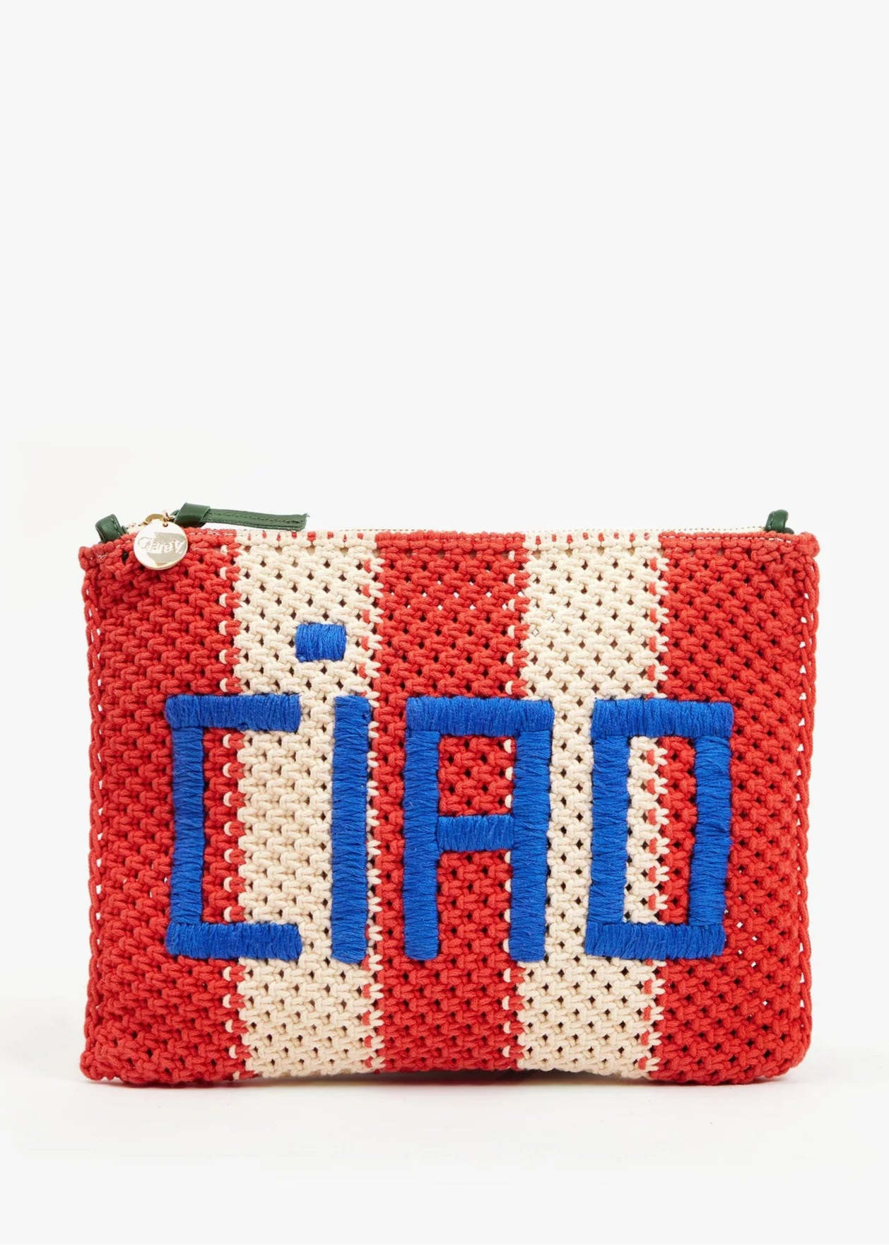 CLARE V. FLAT CROCHET CIAO CLUTCH WITH TABS