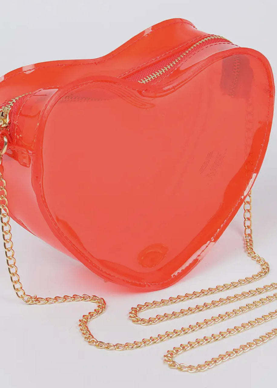 AMORE CLEAR HEART CROSSBODY BAG