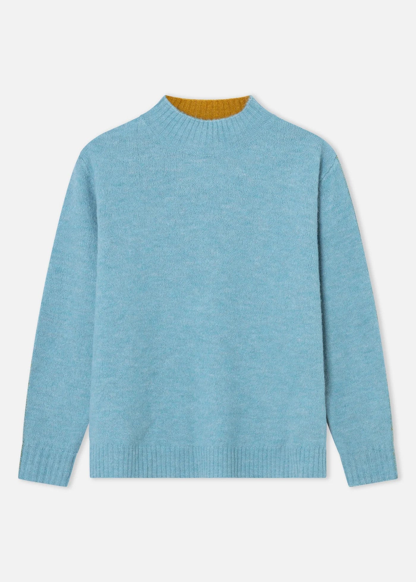 AQUA/OCHRE TWIST SWEATER