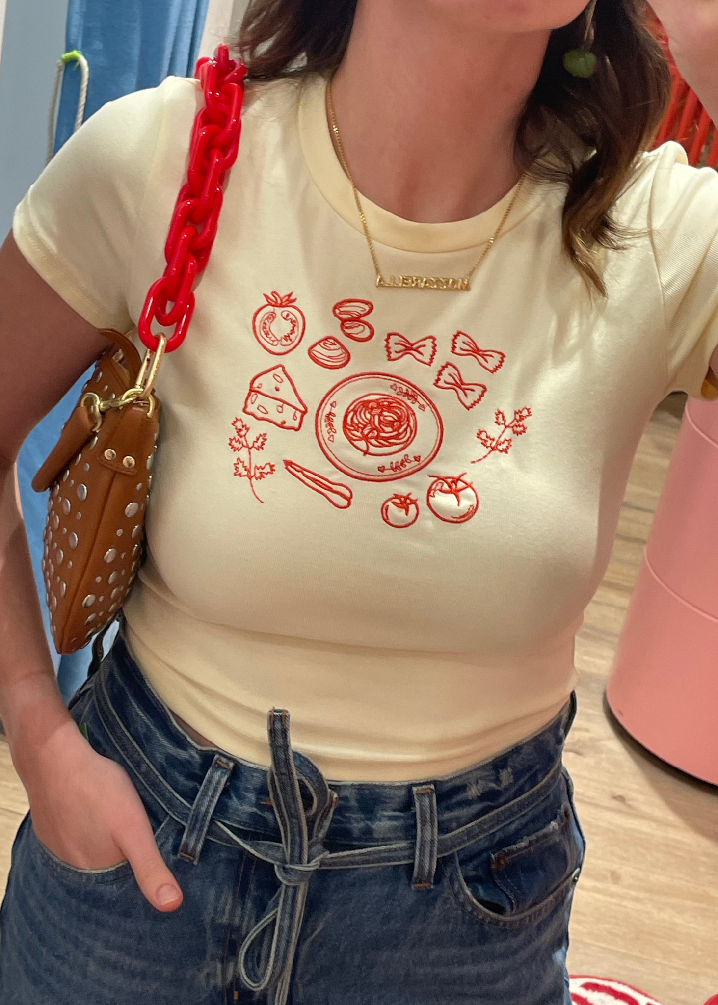 PASTA NIGHT EMBROIDERED BABY TEE