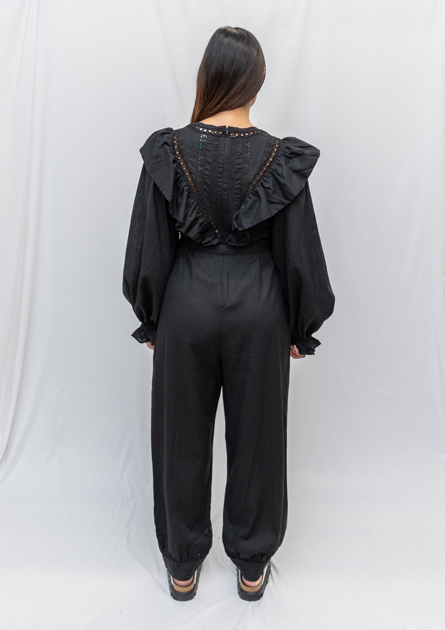 FARM Rio Black Cut-Out Long-Sleeve Maxi-Dress