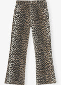 GANNI BETZY CROPPED DENIM IN LEOPARD