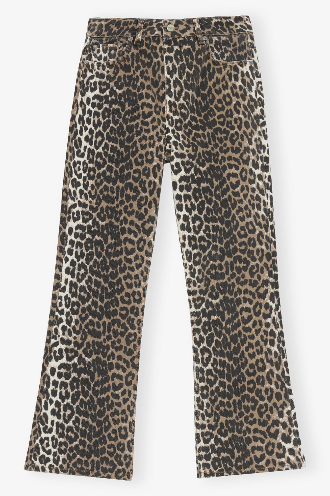 GANNI BETZY CROPPED DENIM IN LEOPARD
