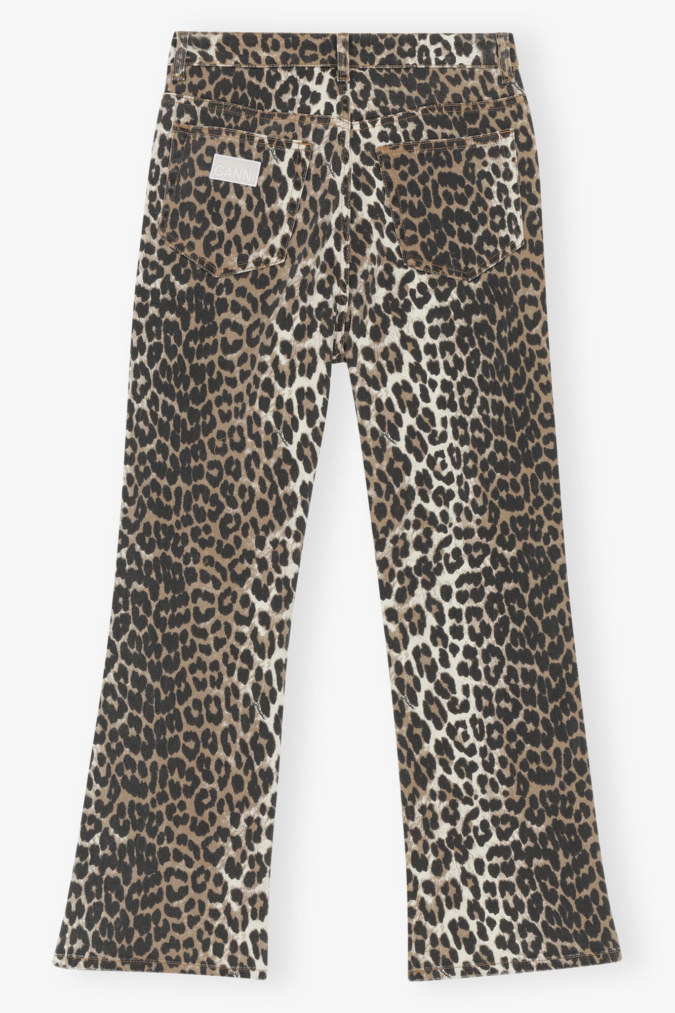 GANNI BETZY CROPPED DENIM IN LEOPARD