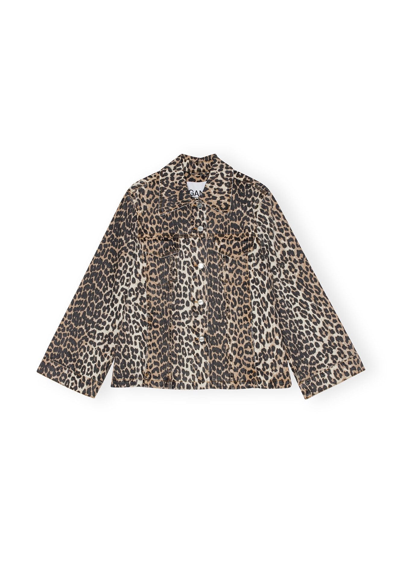 GANNI LEOPARD PRINT DENIM JACKET