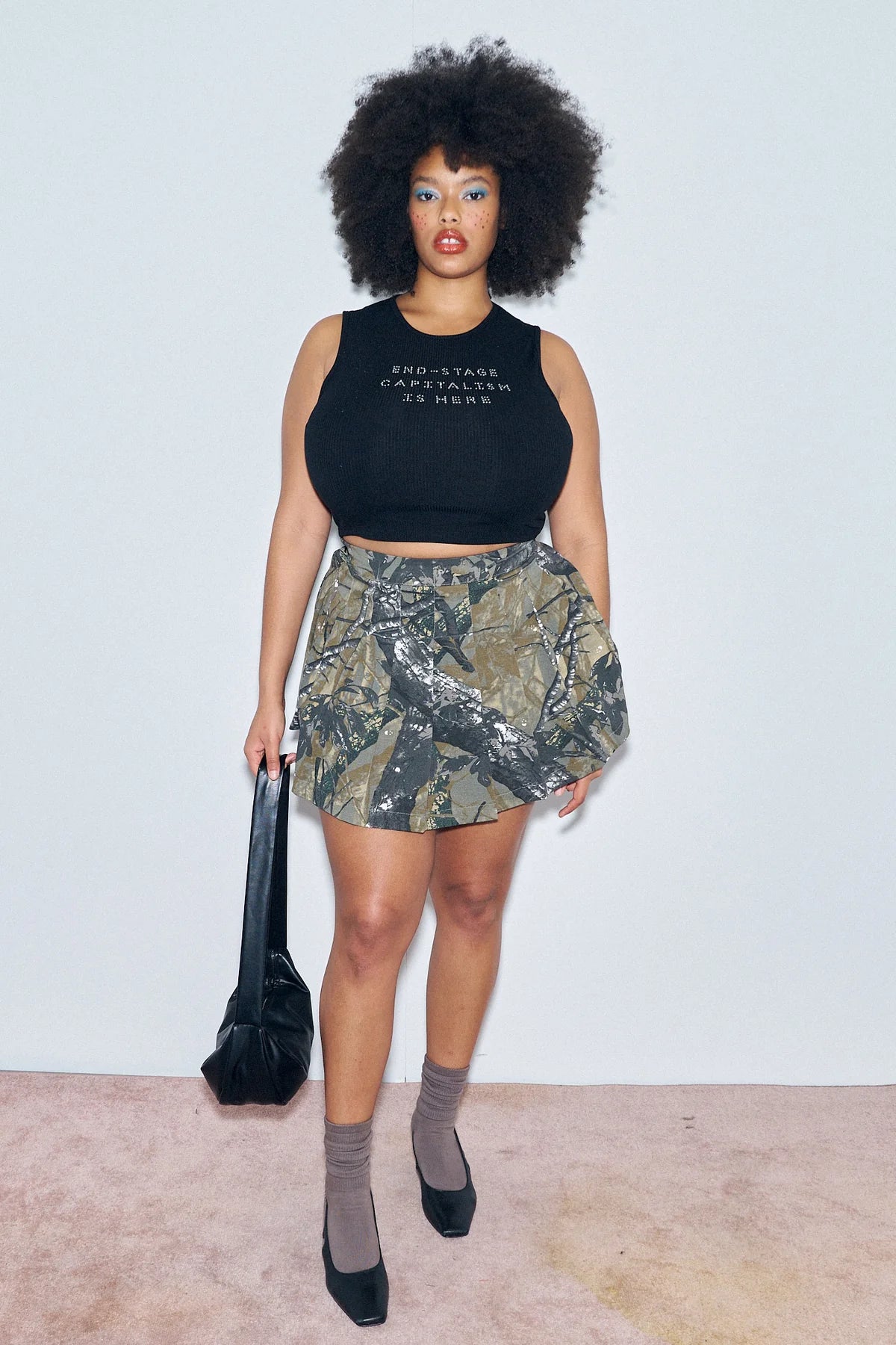 F.B.C. CAMO PLEATED MICRO MINI SKIRT