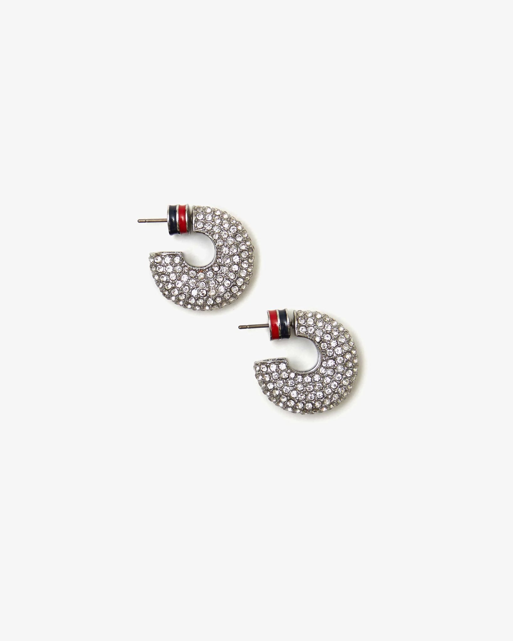 CLARE V. LE HOOP SILVER PAVE EARRINGS