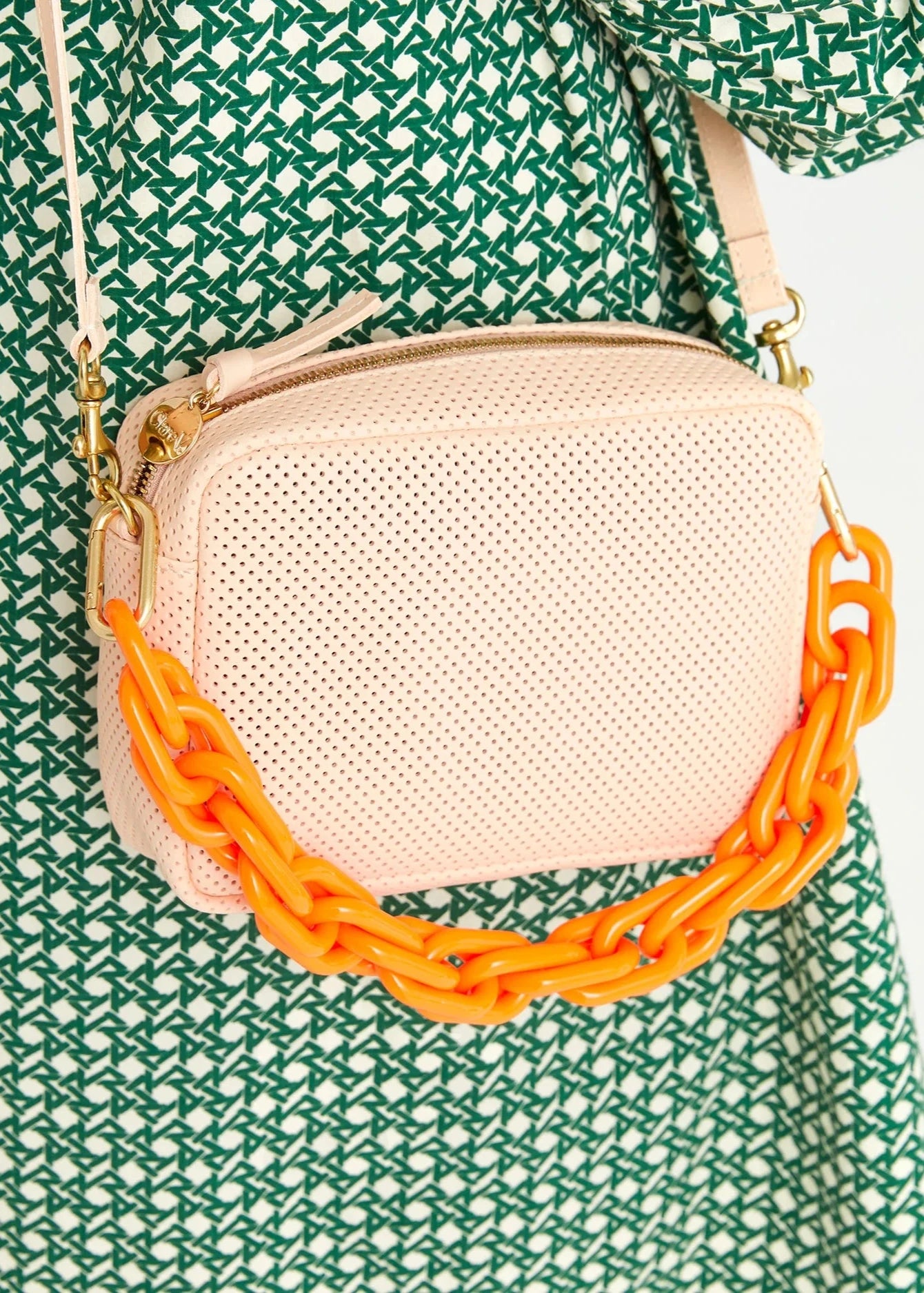 CLARE V. NEON ORANGE RESIN SHORTIE STRAP