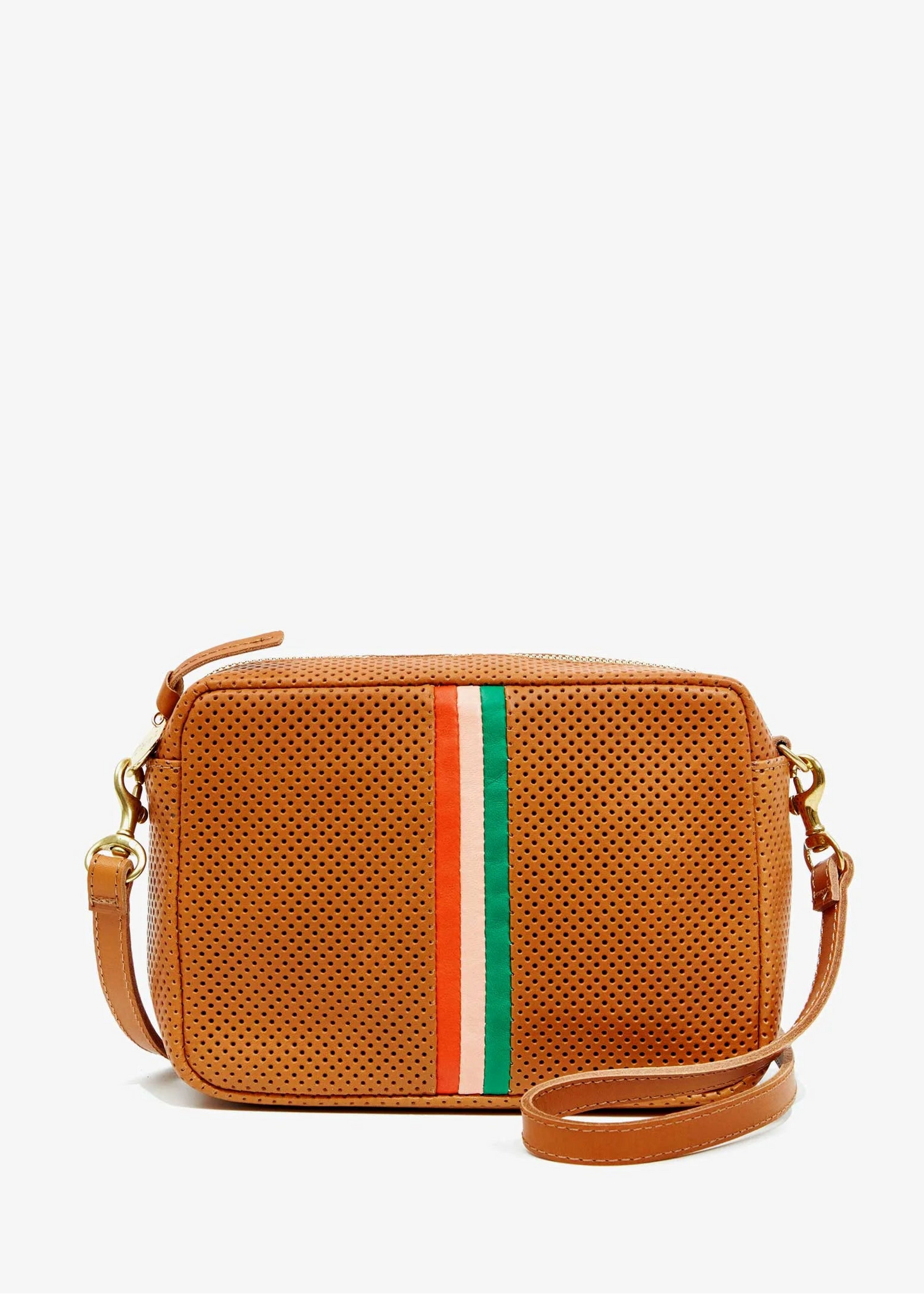 CLARE V. PERFORATED STRIPES MIDI SAC