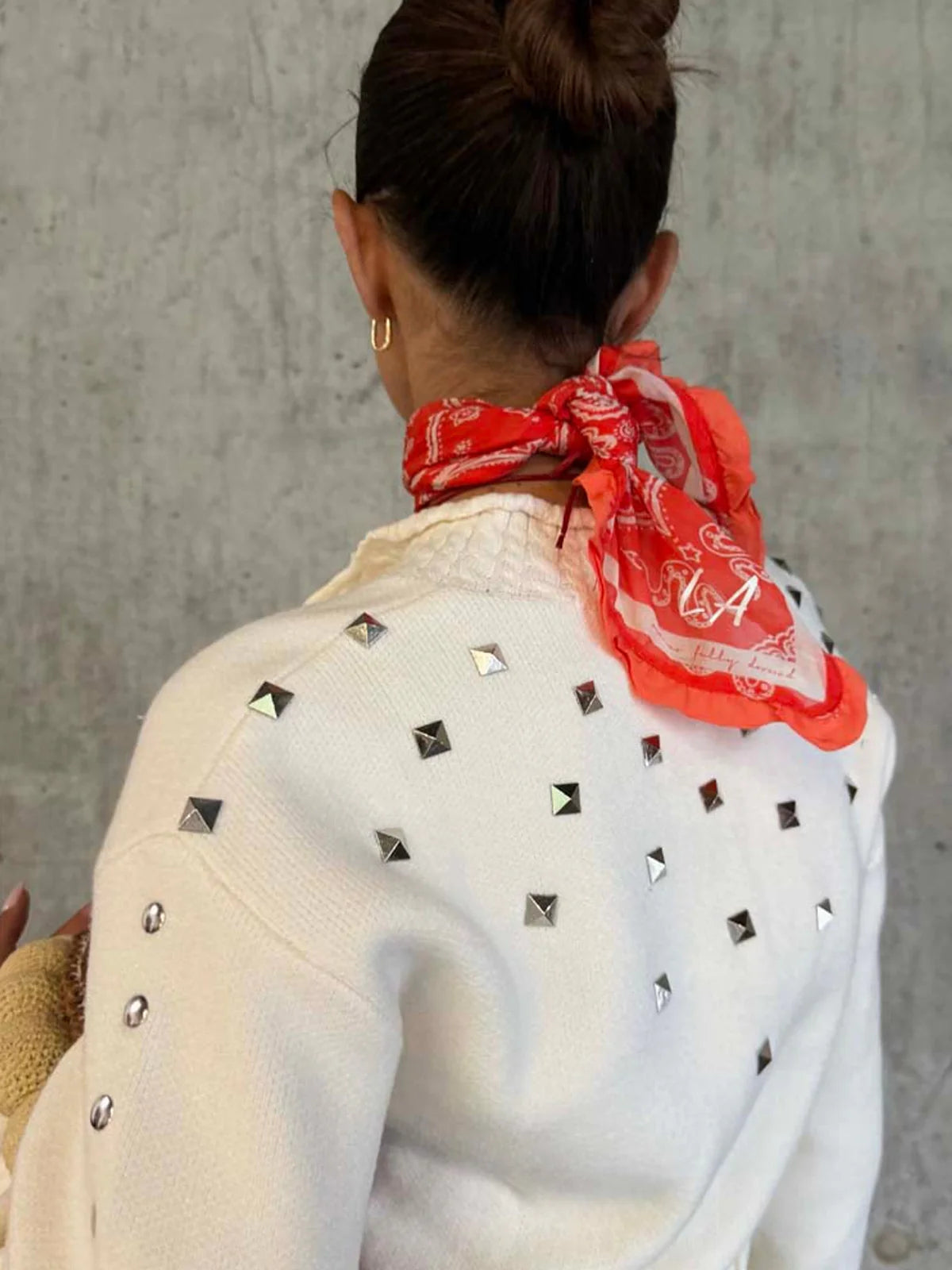 ECRU STUDDED CARDIGAN