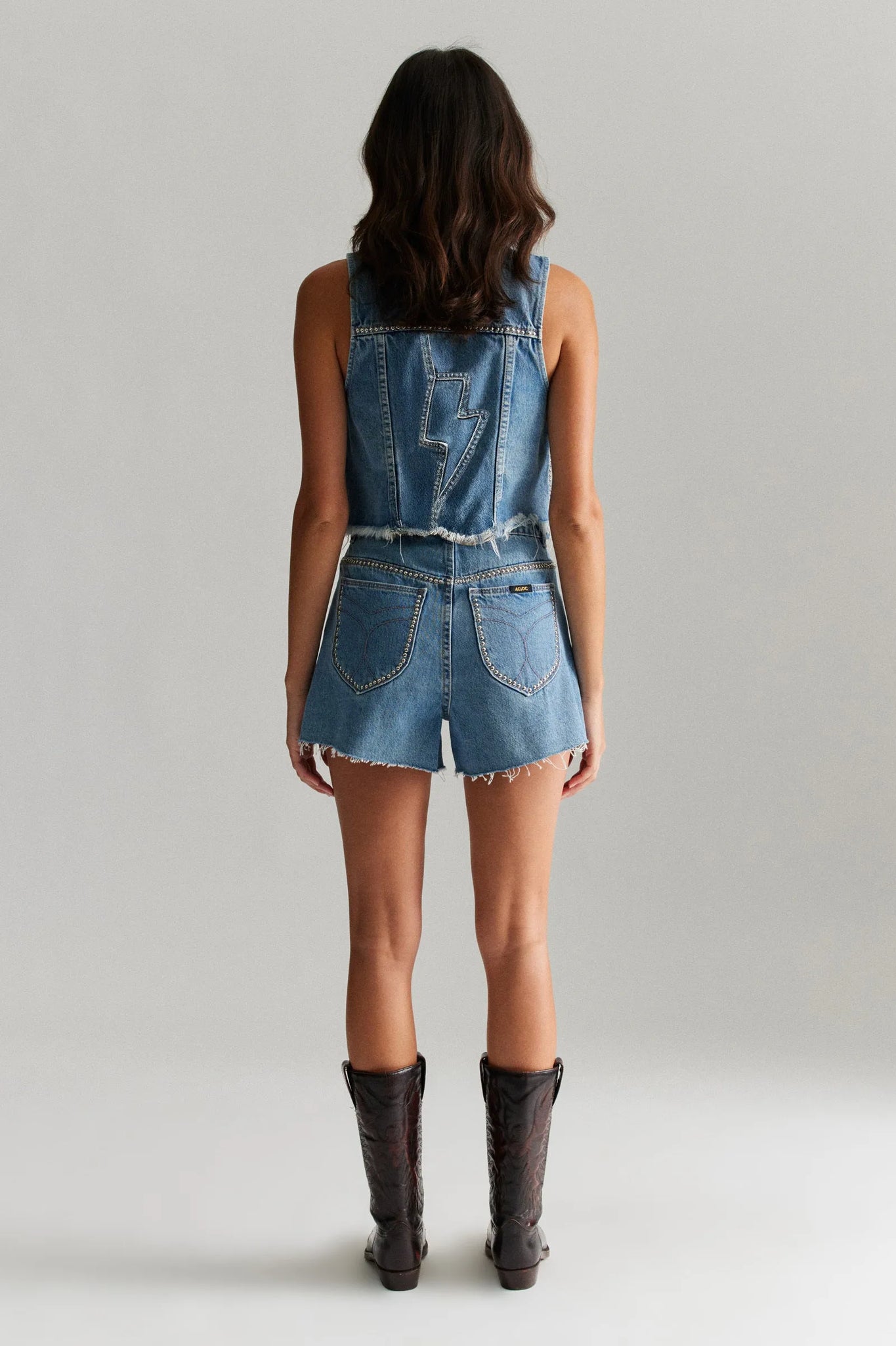 MIRAGE STUDDED DENIM SHORTS