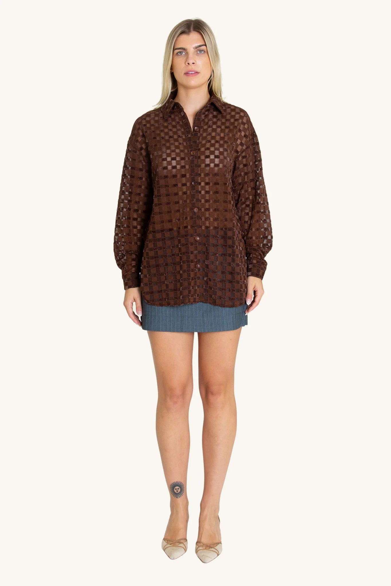 HARMONIE CHECKERED MESH BUTTONDOWN