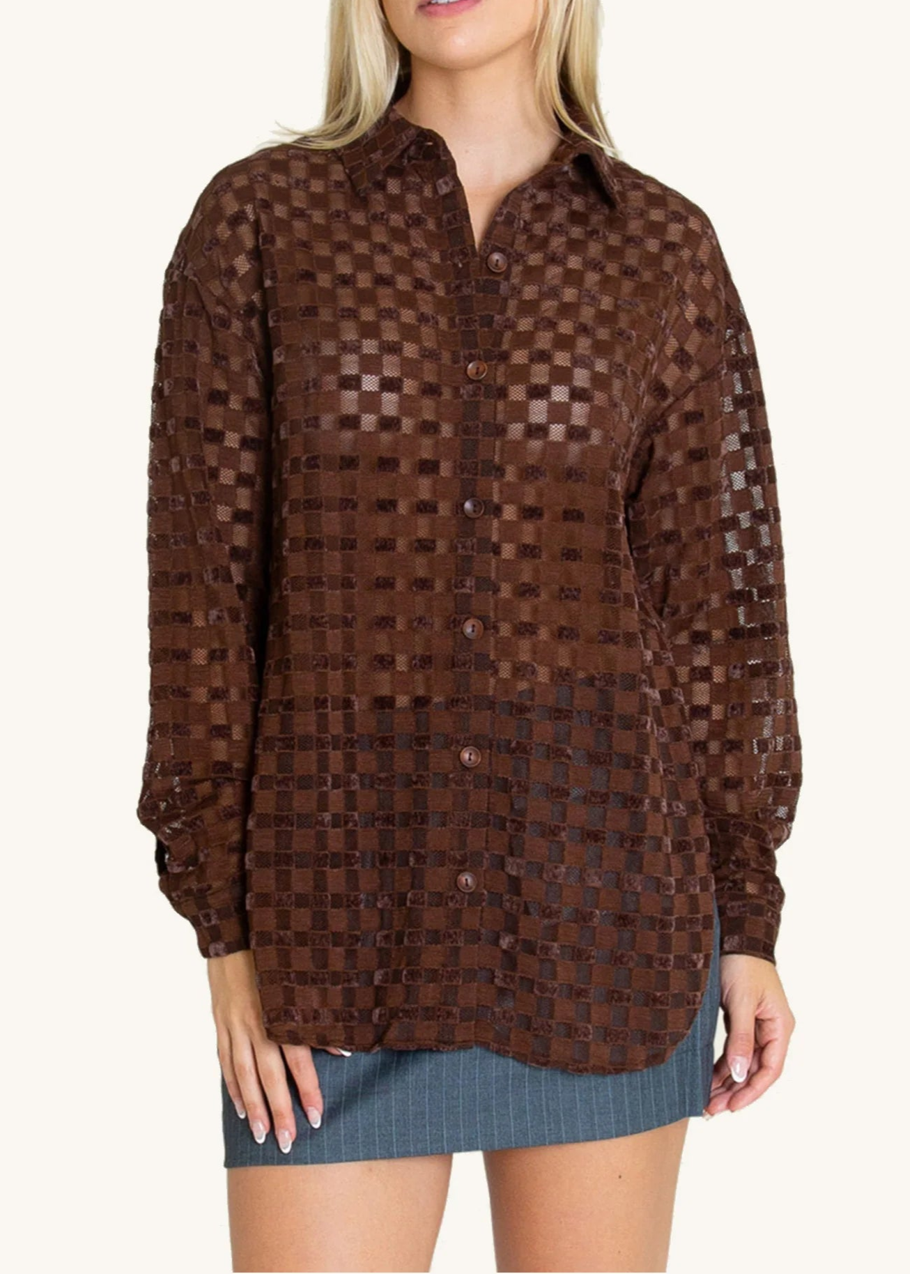 HARMONIE CHECKERED MESH BUTTONDOWN