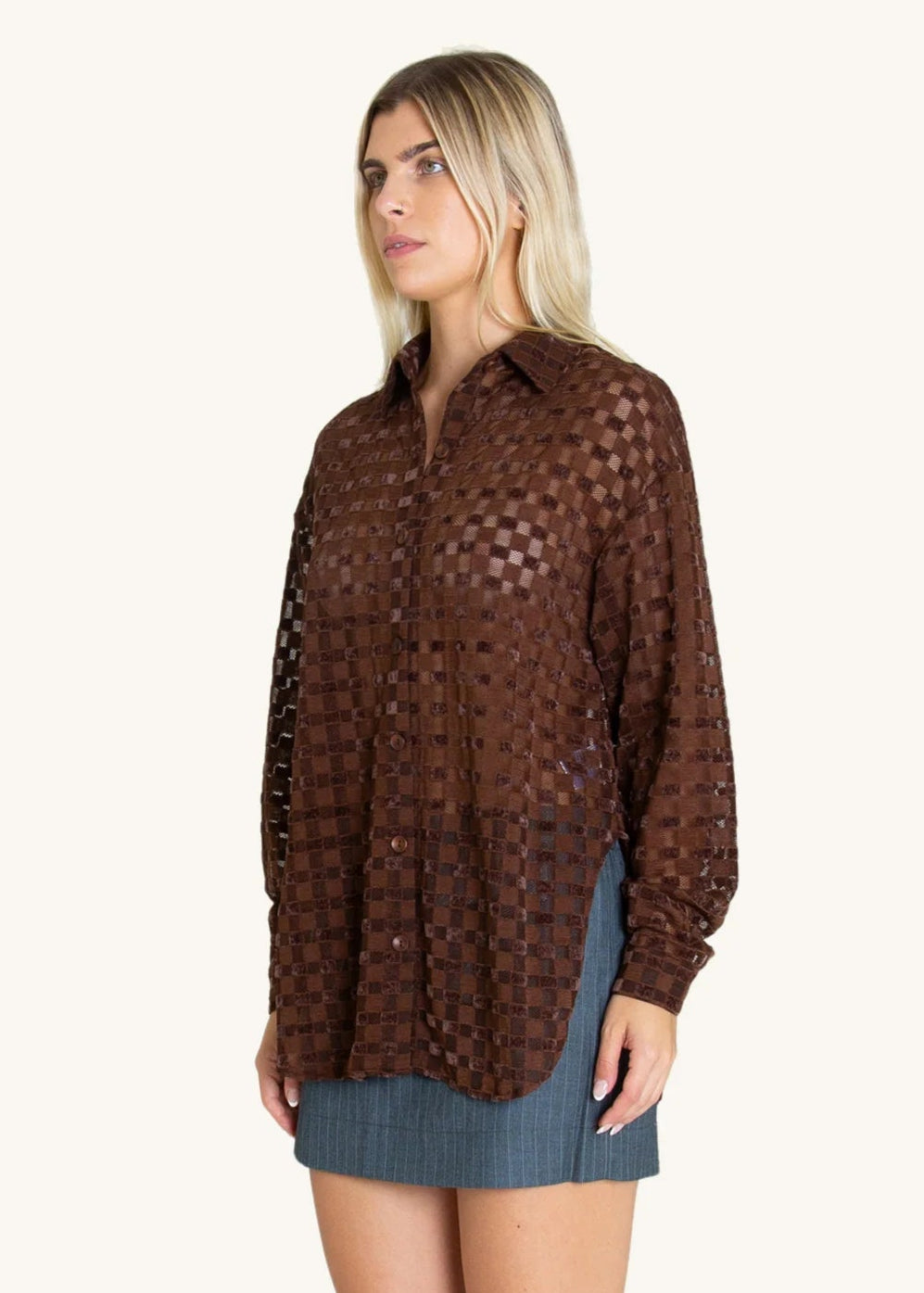 HARMONIE CHECKERED MESH BUTTONDOWN