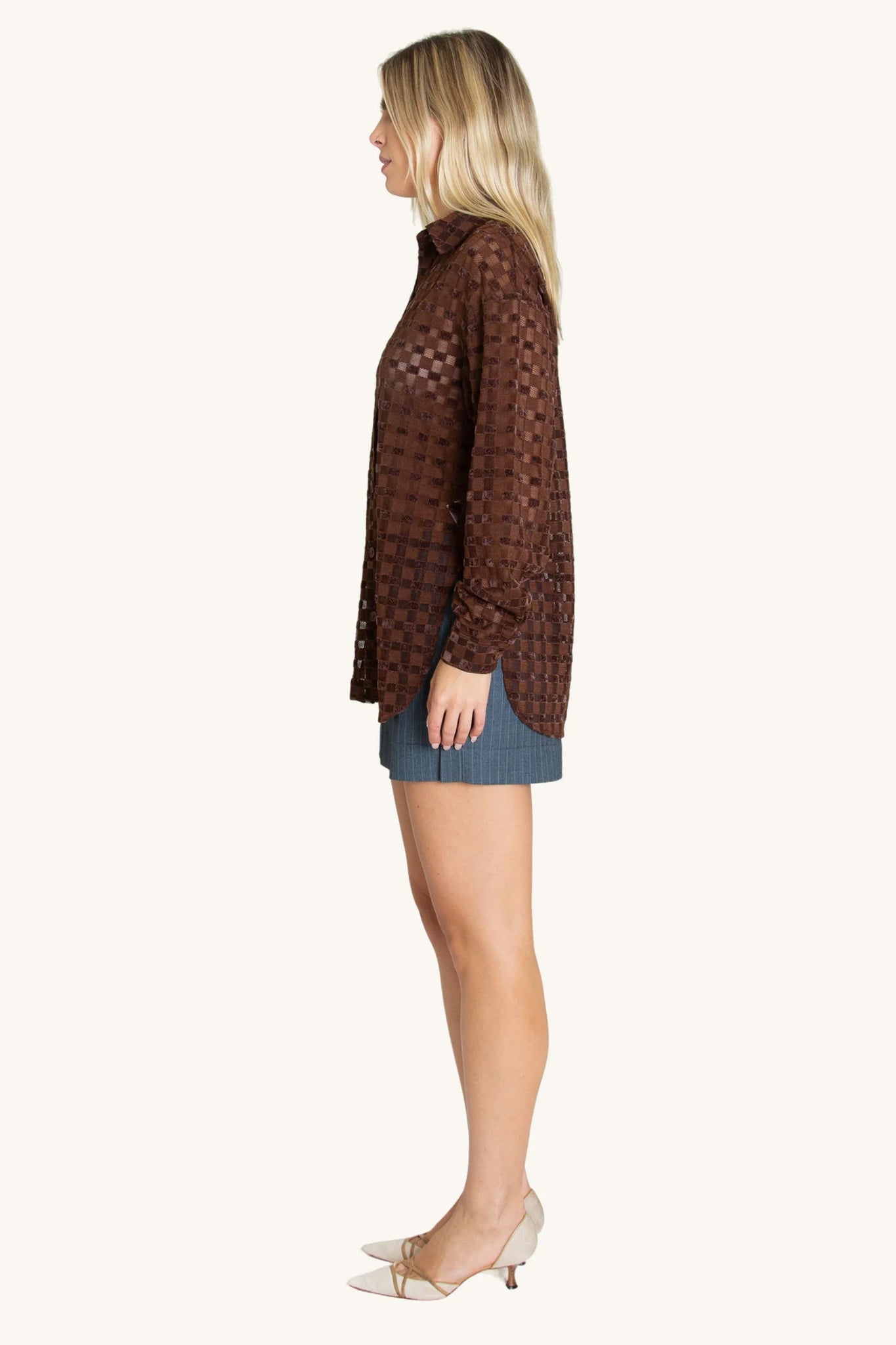 HARMONIE CHECKERED MESH BUTTONDOWN