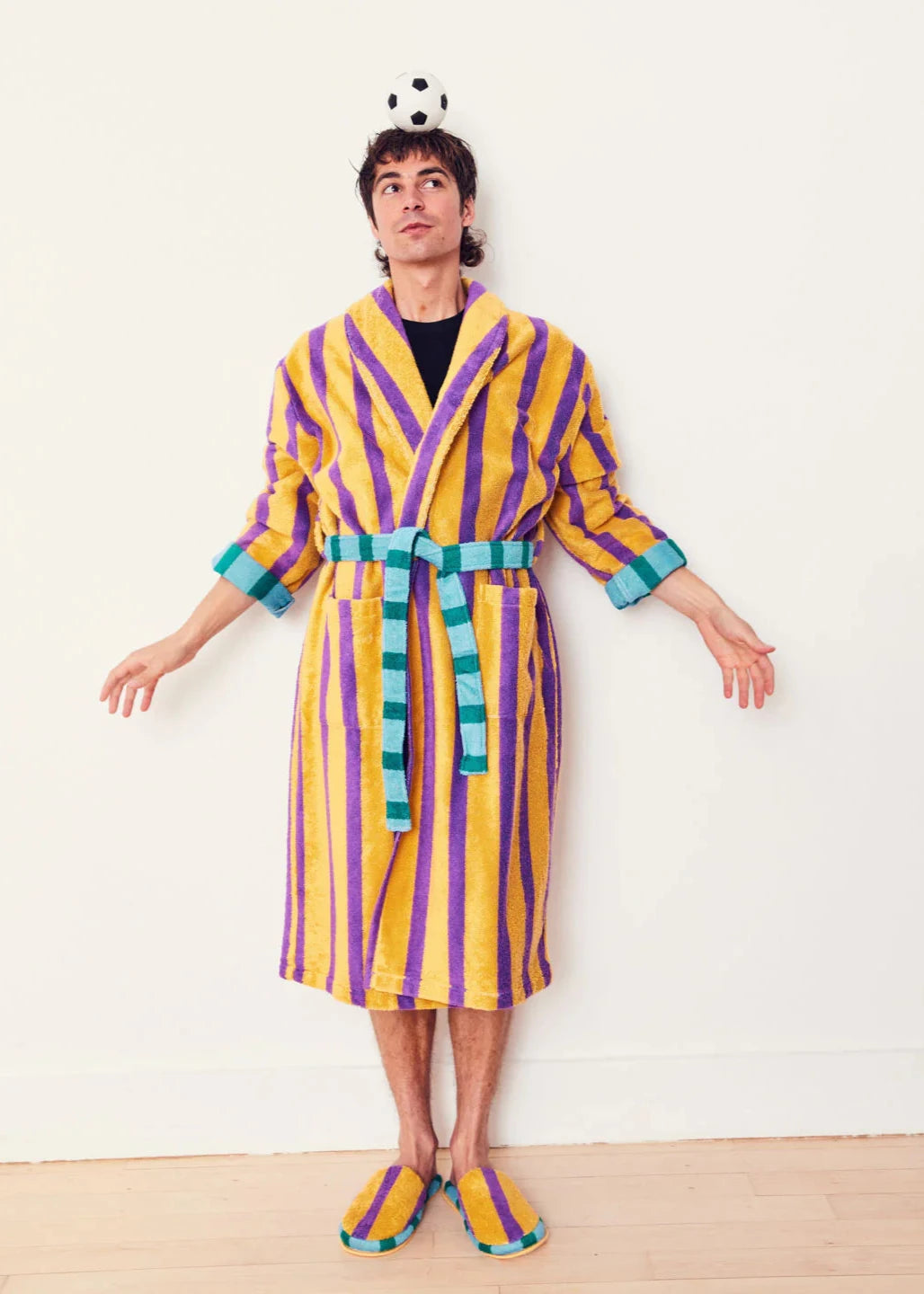 DUSEN DUSEN RONNIE STRIPE BATHROBE