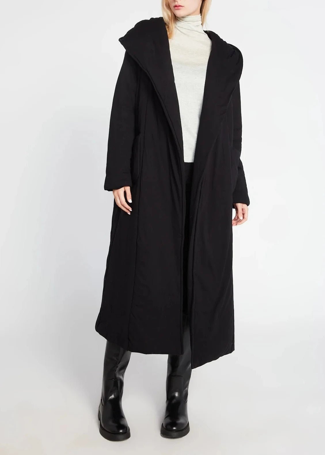 MINA BELTED JERSEY ROBE COAT