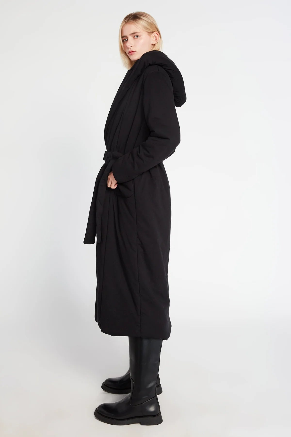 MINA BELTED JERSEY ROBE COAT