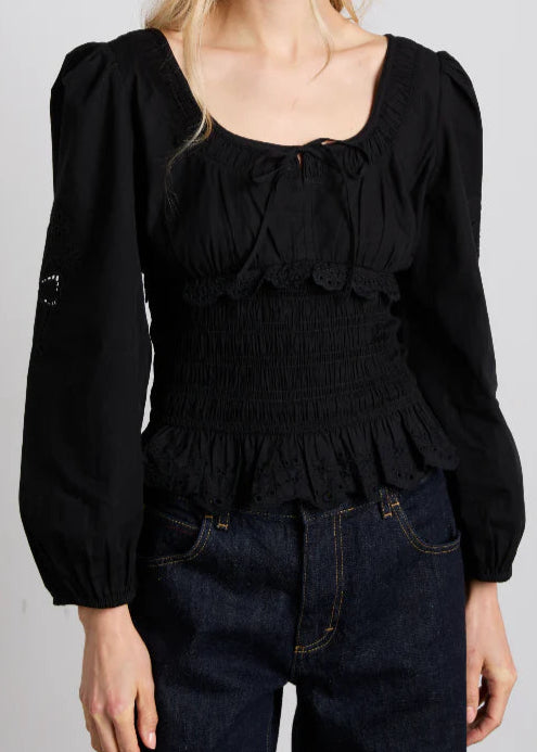 NOLA LONG SLEEVE EYELET BLOUSE