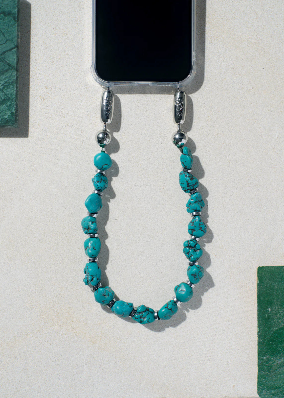 OSSA NEW YORK LINKED GEMSTONE WRISTLET PHONE CHAIN