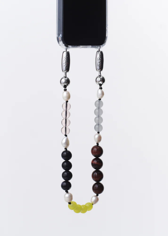 OSSA NEW YORK MIXED STONE AND PEARL WRISTLET PHONE CHAIN