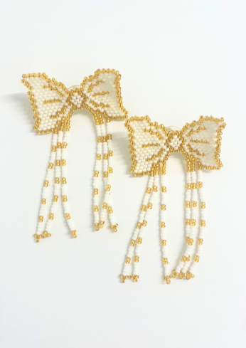 LILY BEADED BOW EARRINGS