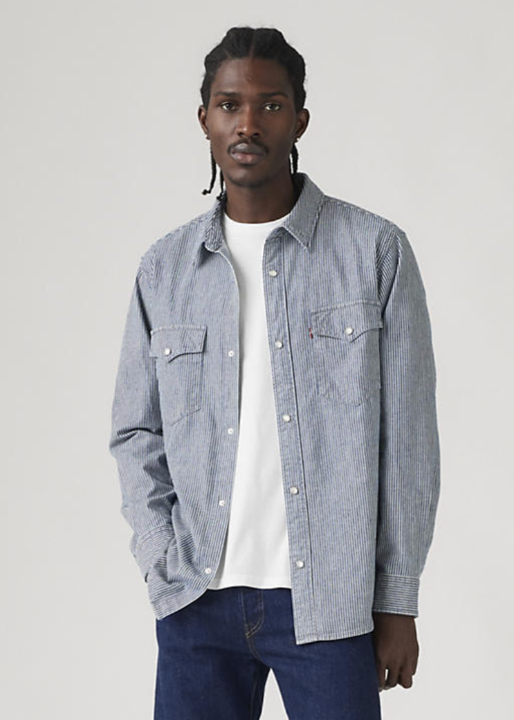 MEN'S RAILROAD STRIPE BUTTON DOWN