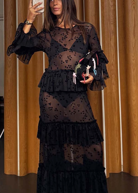 FELICITY BLACK STAR MESH DRESS