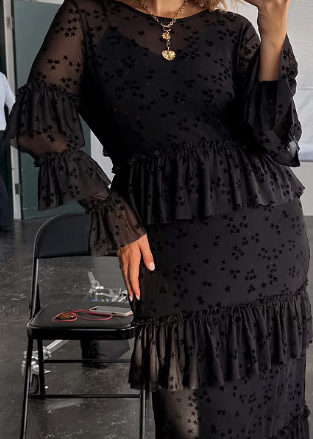 FELICITY BLACK STAR MESH DRESS