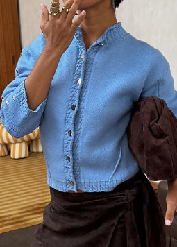 ICE BLUE STUDDED CARDGIAN