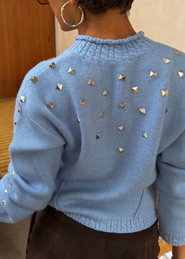 ICE BLUE STUDDED CARDGIAN