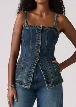 TAYLOR BUSTIER DENIM BLOUSE