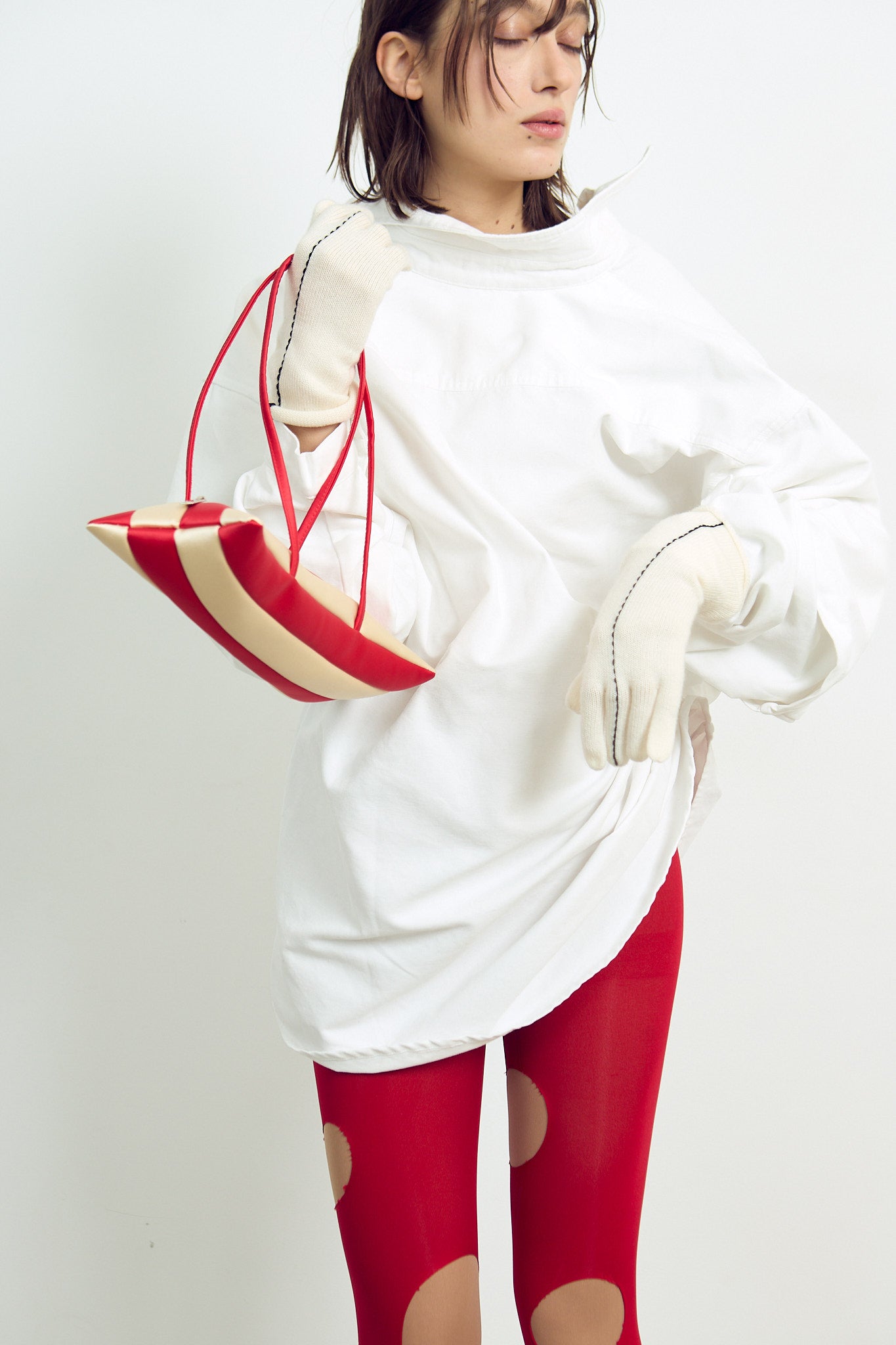 KOKYO RED & CREAM PATCH BAG