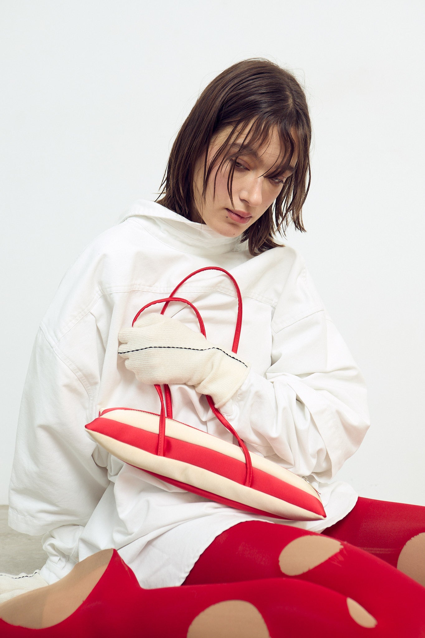 KOKYO RED & CREAM PATCH BAG