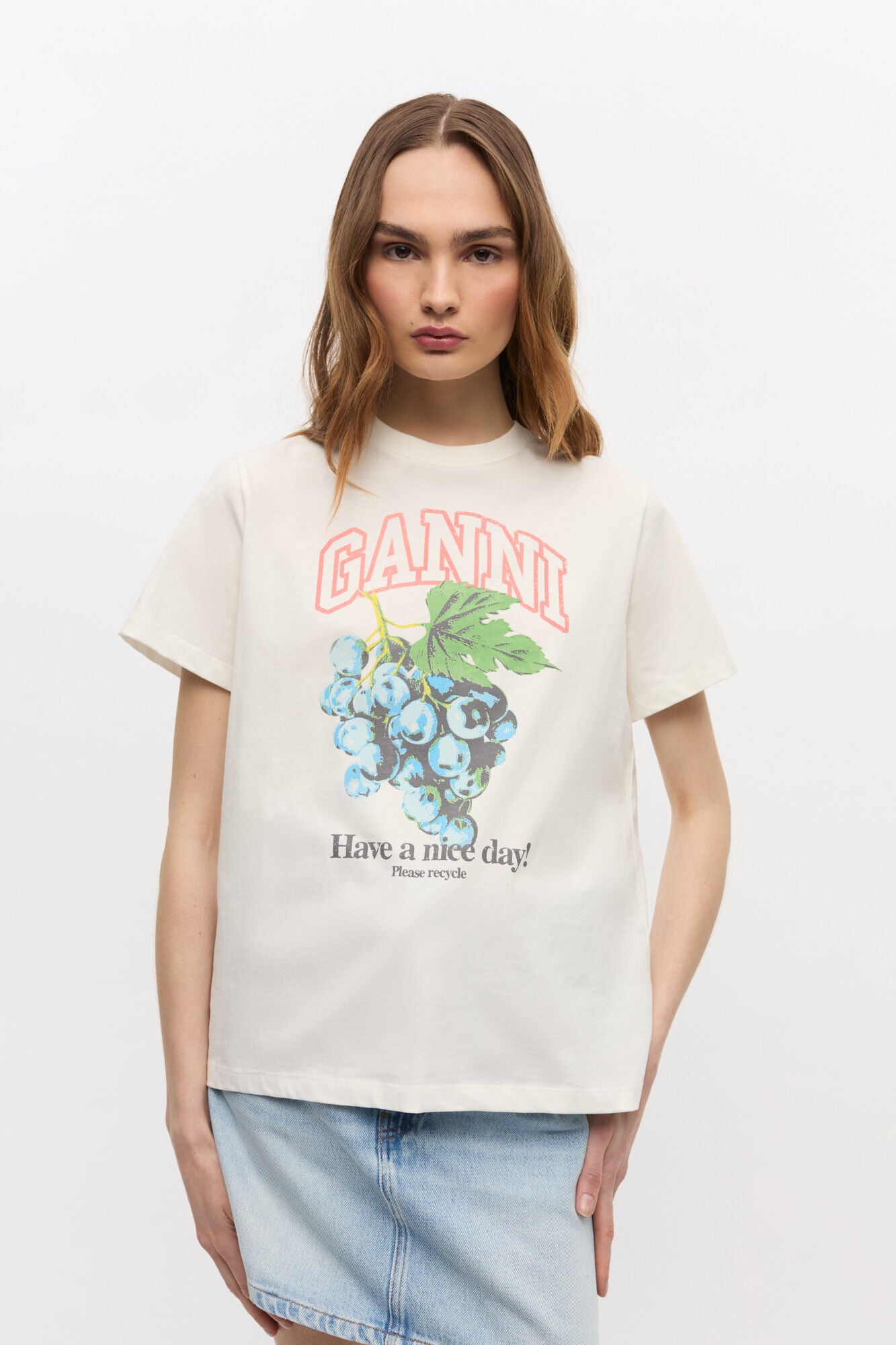 GANNI COTTON JERSEY RELAXED T-SHIRT