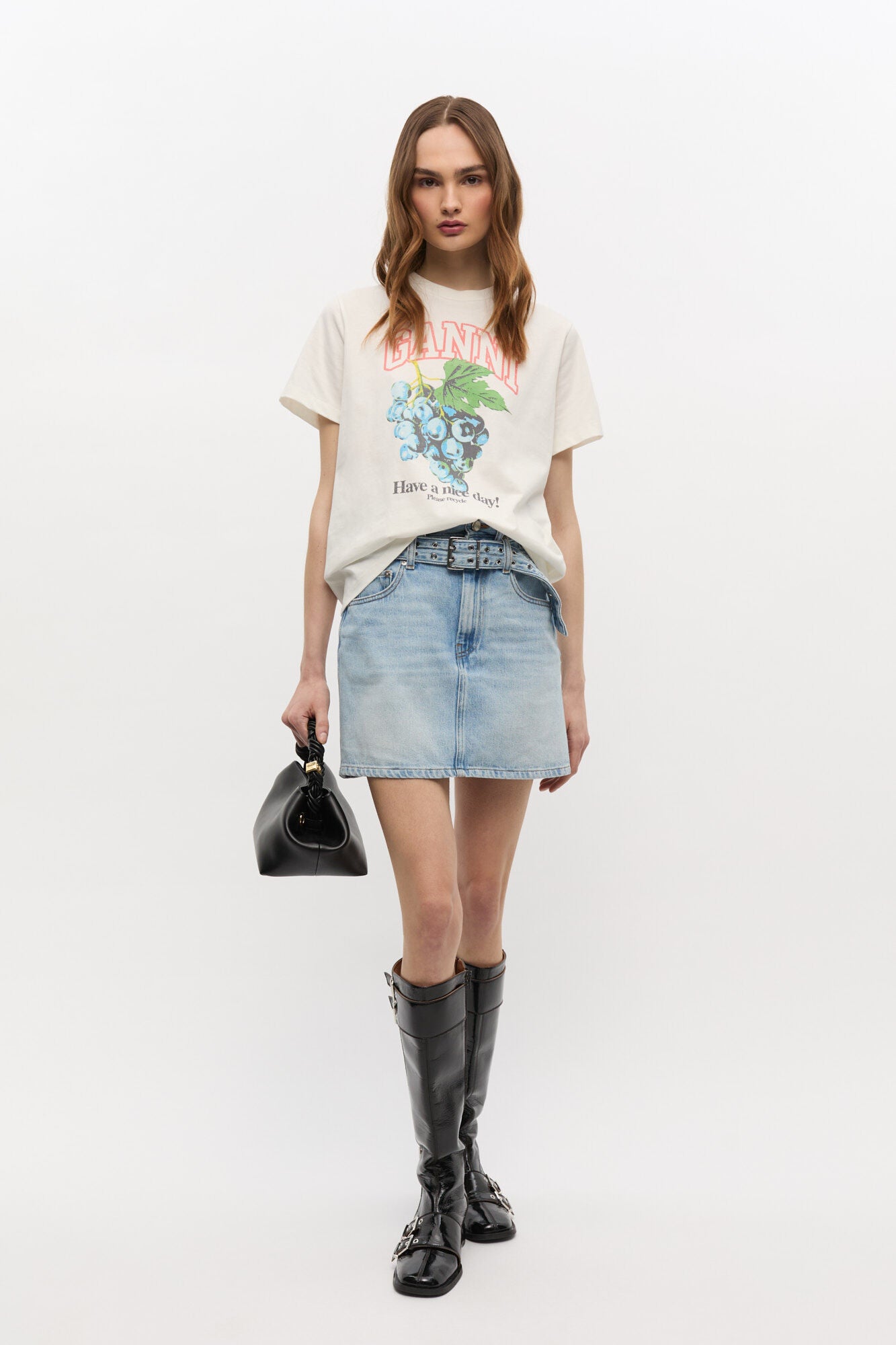 GANNI COTTON JERSEY RELAXED T-SHIRT