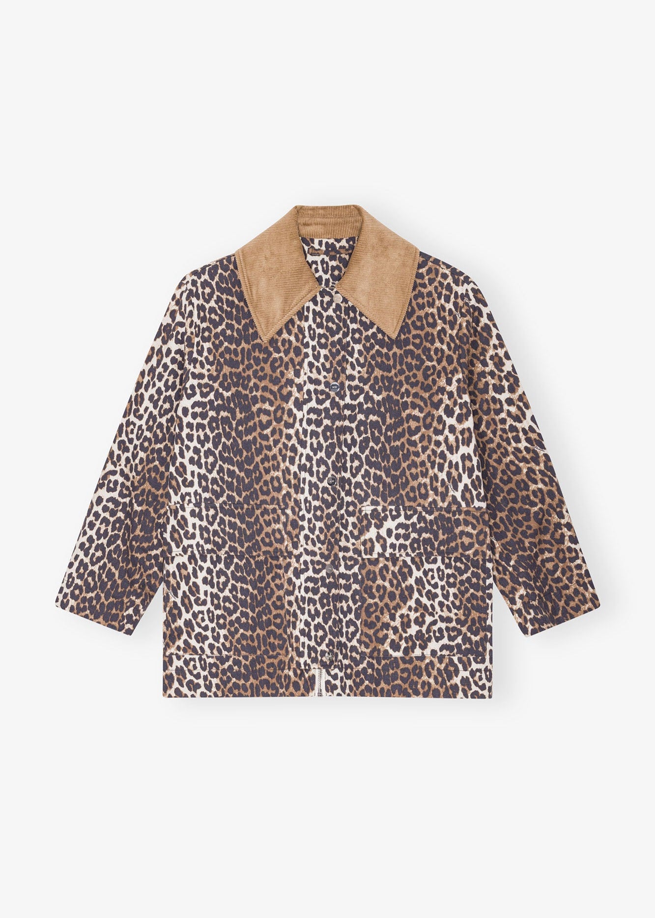 GANNI PRINTED CANVAS MIDI JACKET