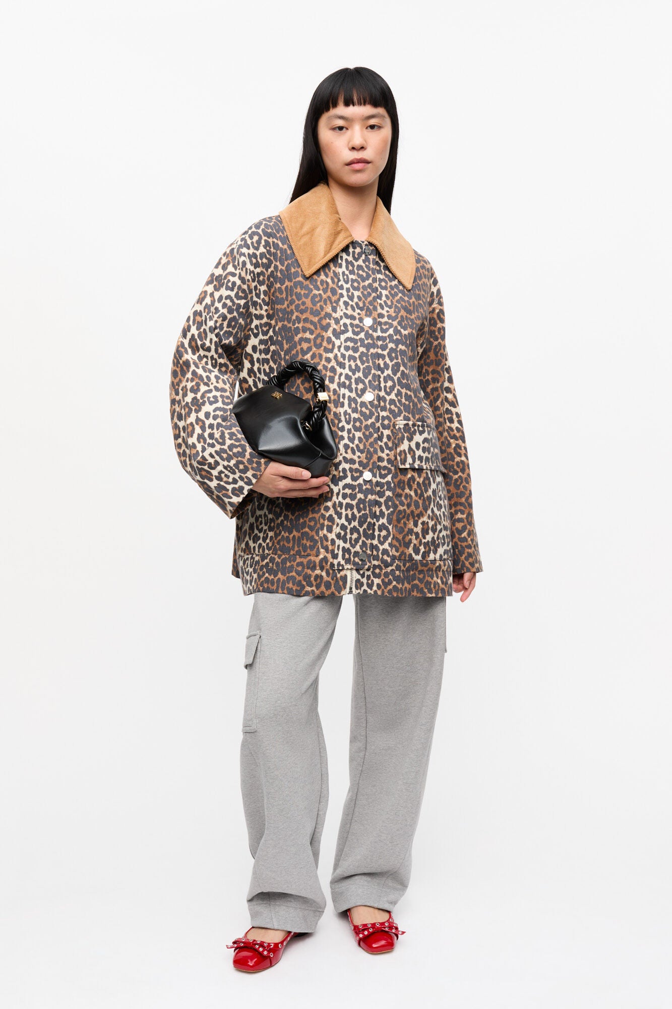 GANNI PRINTED CANVAS MIDI JACKET