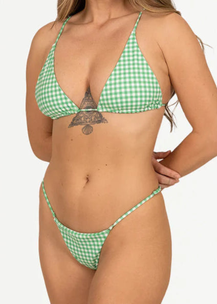 GREEN GINGHAM BIKINI TOP