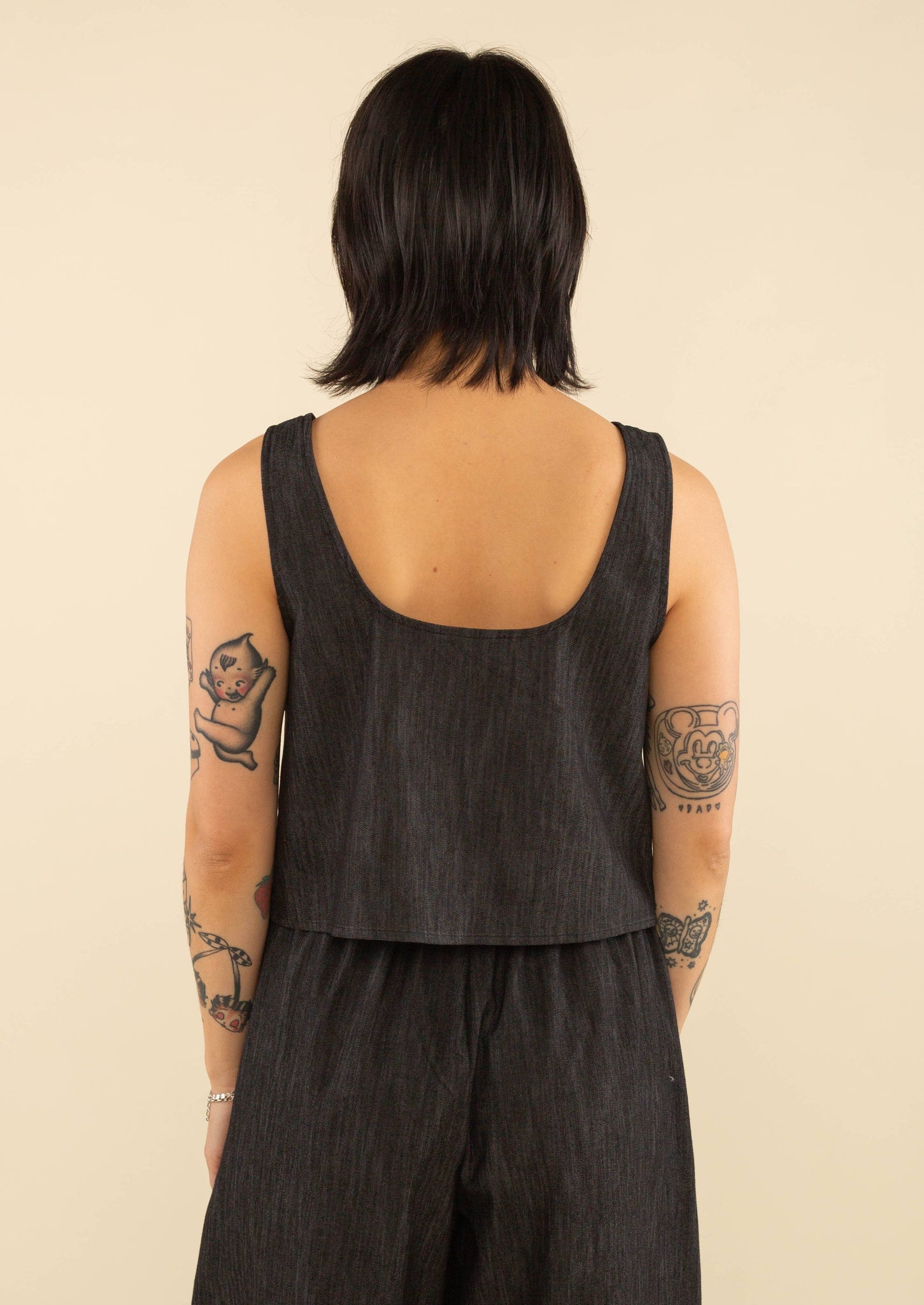 RYNN DENIM TIE FRONT TANK